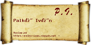 Palkó Iván névjegykártya